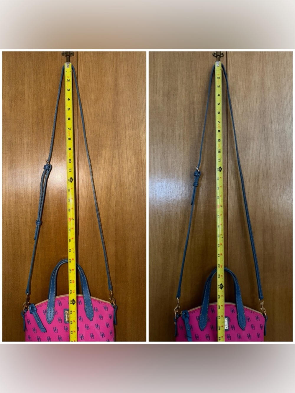 Dooney & Bourke Gretta Mini Top Handle Satchel - Pink Blue Crossbody DB Monogram - Picture 4 of 14